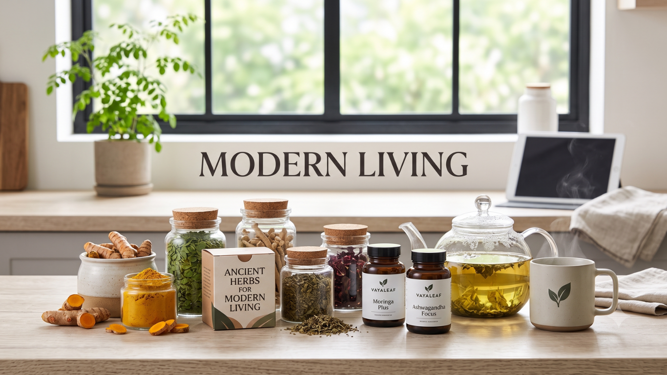 Herbal wellness ritual with natural ingredients